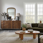 Modern Wooden Wave Front Cabinet For Living Room