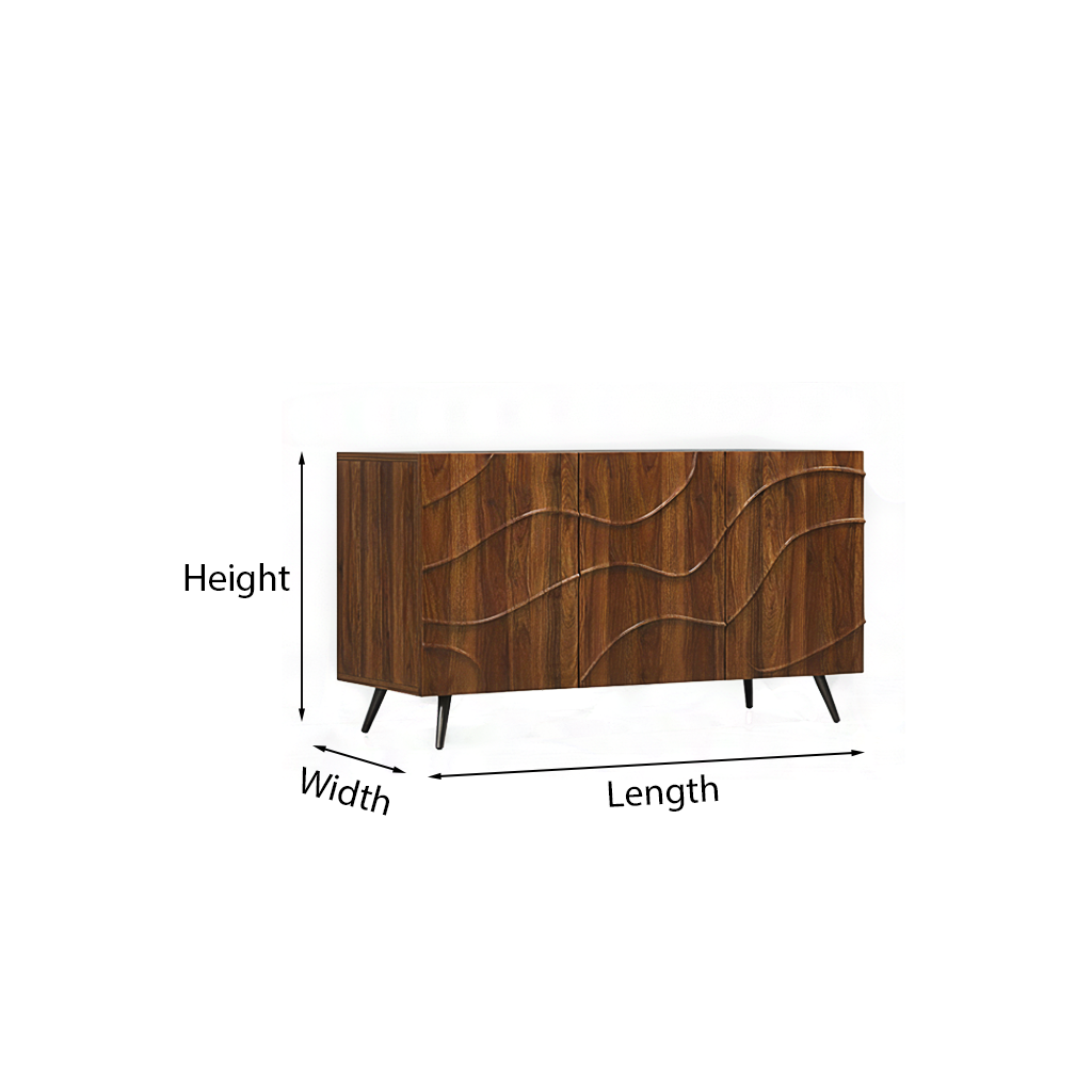 Modern Wooden Wave Front Cabinet For Living Room
