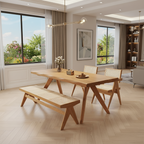 Scandinavian Wooden Rectangular Dining Table With Angled Legs For Dining Room
