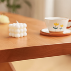 Scandinavian Wooden Rectangular Dining Table With Angled Legs For Dining Room