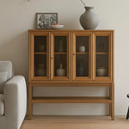 Scandinavian Solid Teak Wood Display Cabinet For Living Room