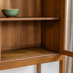 Scandinavian Solid Teak Wood Display Cabinet For Living Room