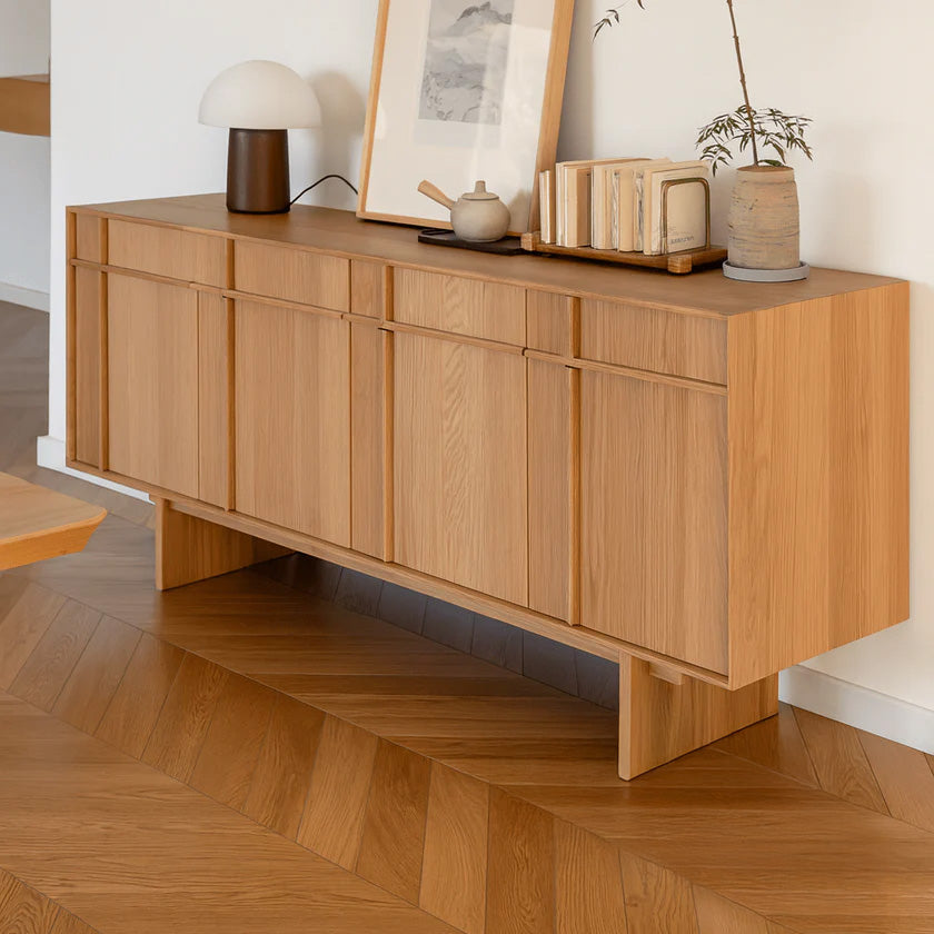 Scandinavian Wooden Cabinet With Clean Panel Doors