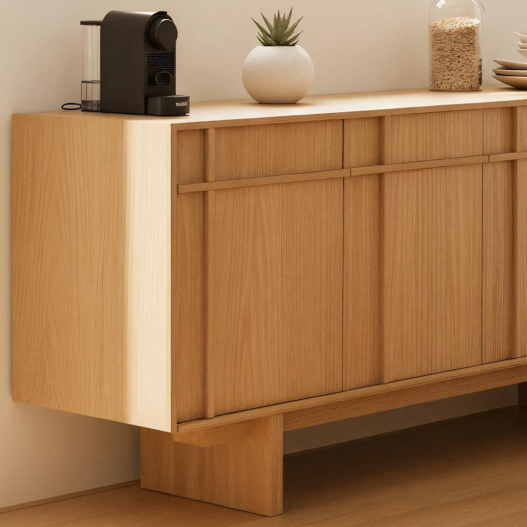 Scandinavian Wooden Cabinet With Clean Panel Doors