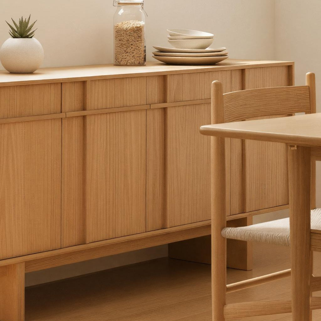 Scandinavian Wooden Cabinet With Clean Panel Doors