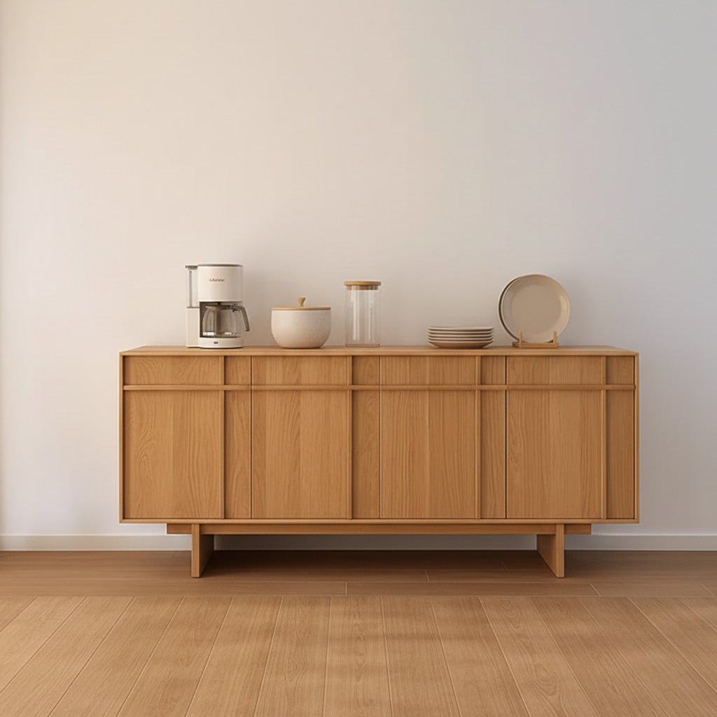 Scandinavian Wooden Cabinet With Clean Panel Doors