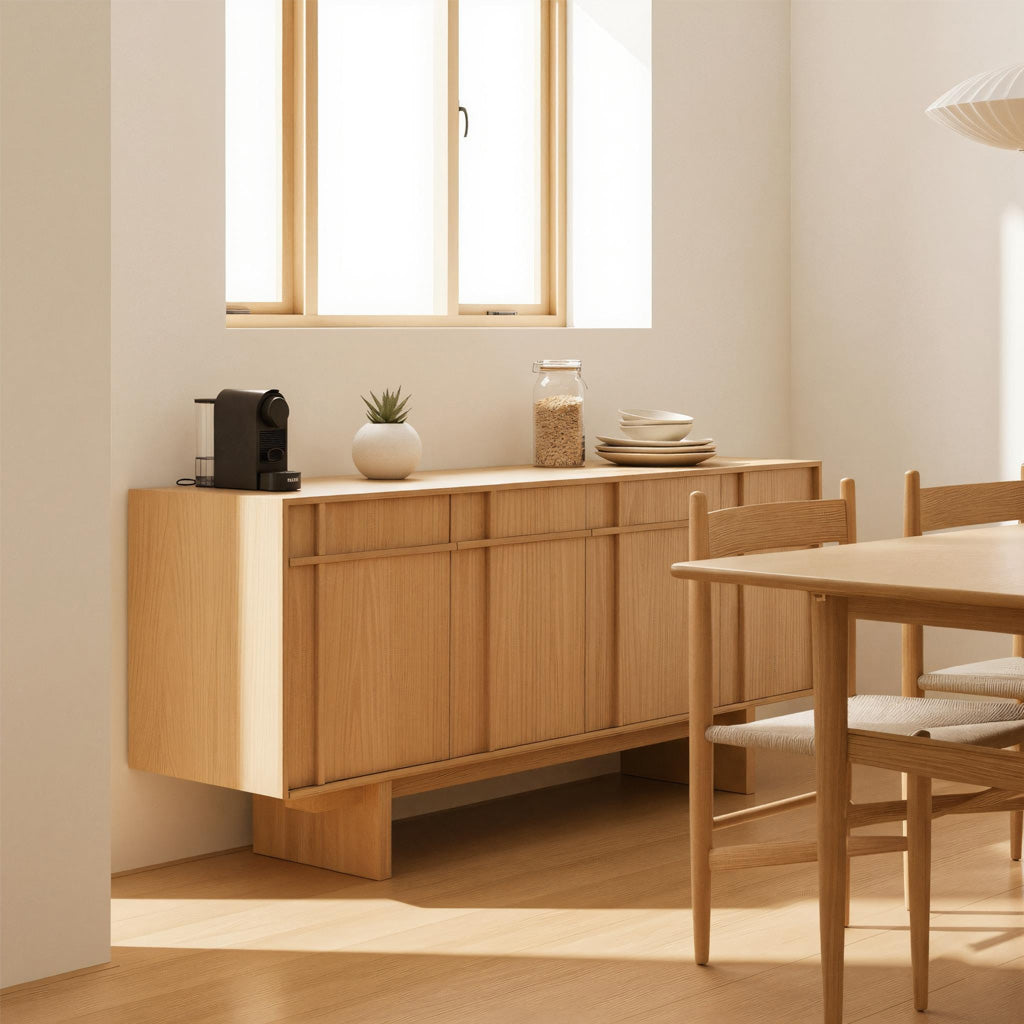 Scandinavian Wooden Cabinet With Clean Panel Doors