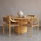 Scandinavian Wooden Dining Chair With Handwoven Seat