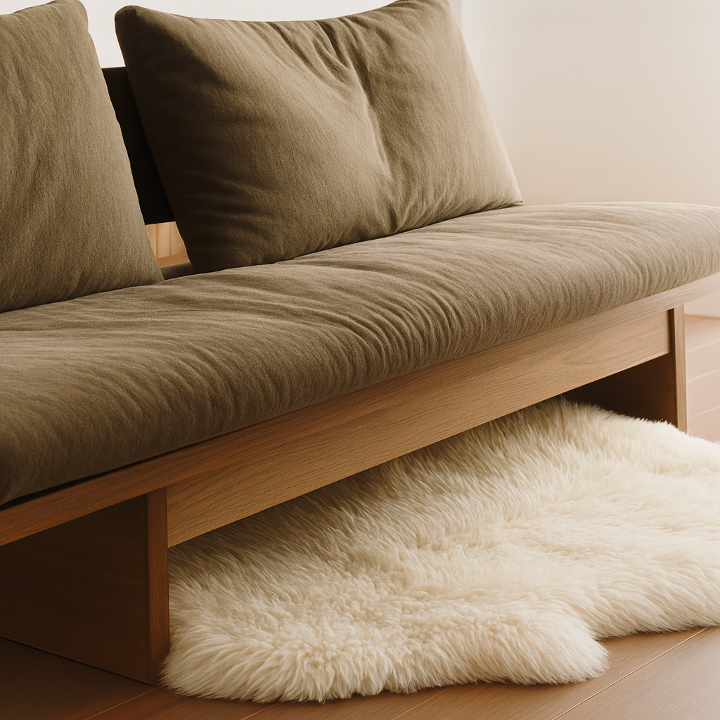 Scandinavian Wooden Low Profile Sofa For Living Room