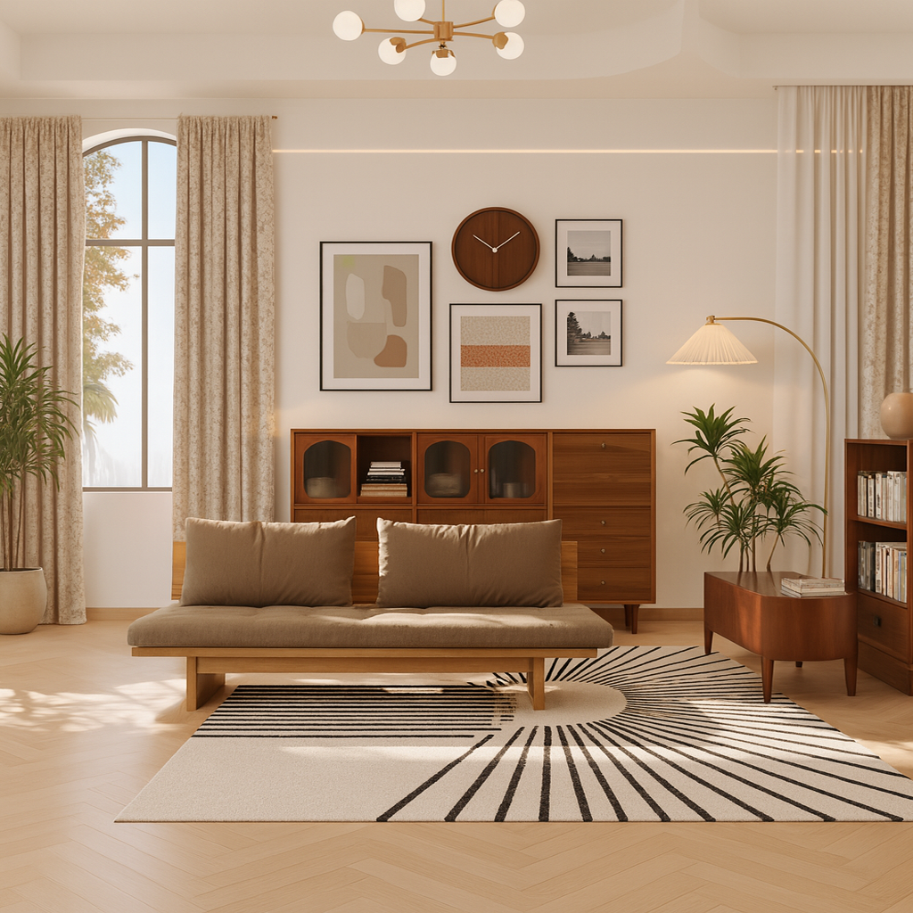 Scandinavian Wooden Low Profile Sofa For Living Room