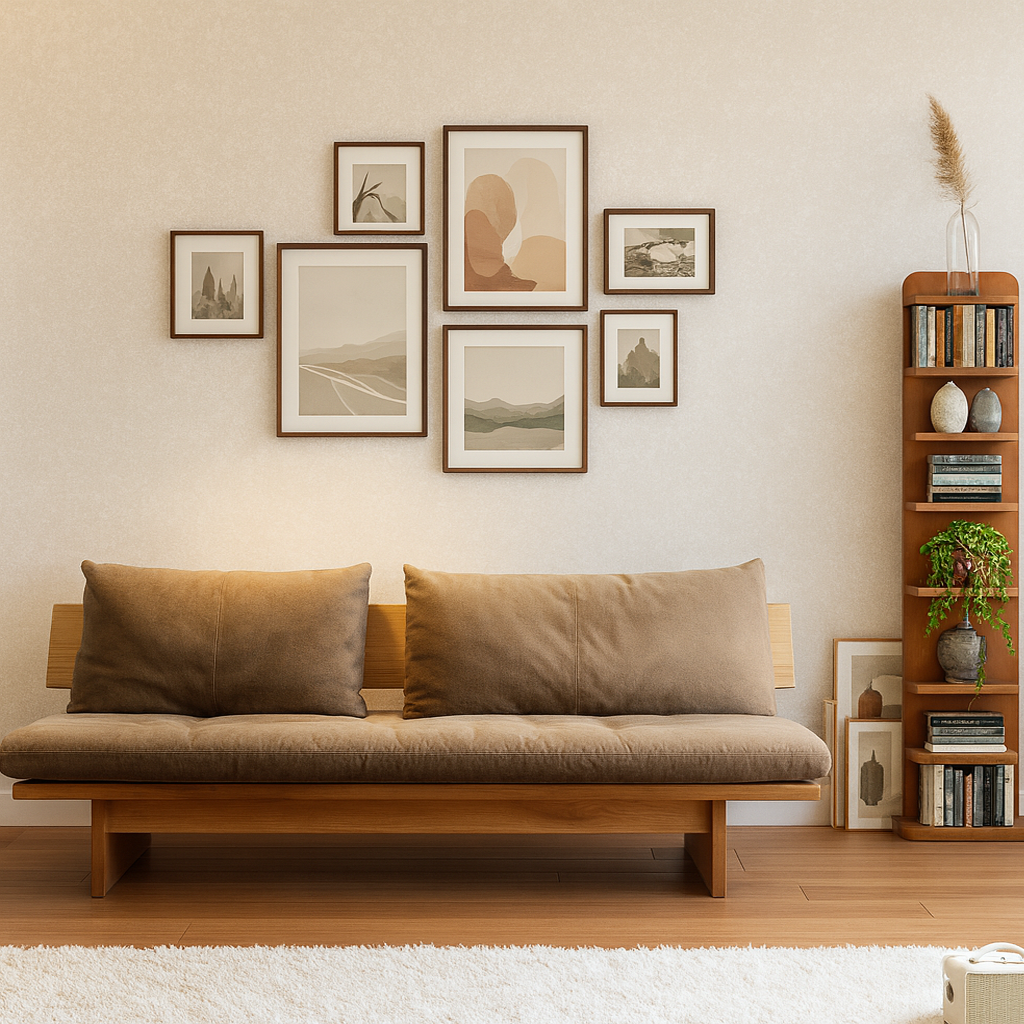 Scandinavian Wooden Low Profile Sofa For Living Room