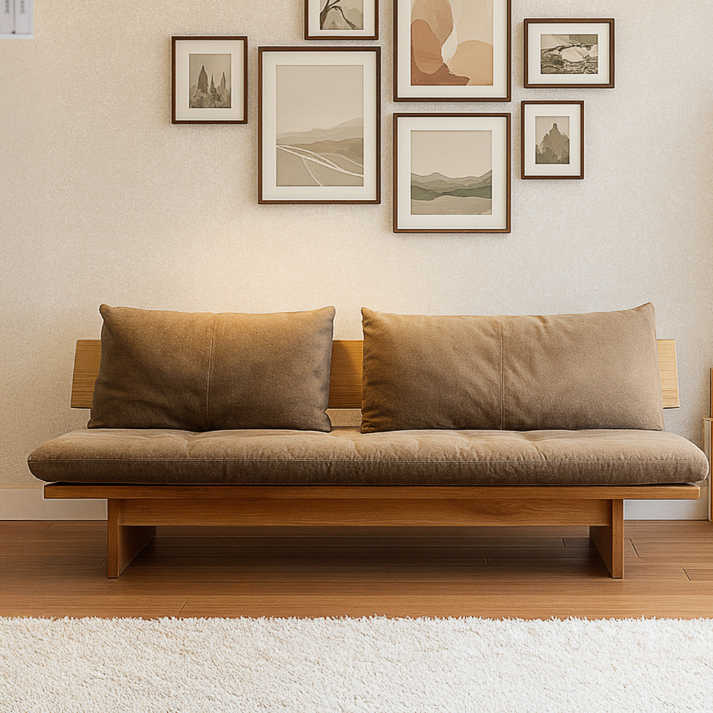 Scandinavian Wooden Low Profile Sofa For Living Room