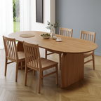 Scandinavian Wooden Oval Dining Table With Panel Leg Base