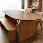 Scandinavian Wooden Oval Dining Table With Panel Leg Base