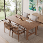 Scandinavian Wooden Rectangular Dining Table With Stretcher Base For Dining Room