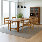 Scandinavian Wooden Rectangular Dining Table With Stretcher Base For Dining Room