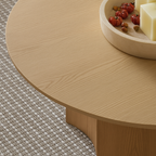 Scandinavian Wooden Round Coffee Table With Fluted Pedestal Base