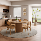 Scandinavian Wooden Round Dining Table With Fluted Pedestal Base