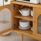 Scandinavian Wooden Sideboard With Arched Glass Doors