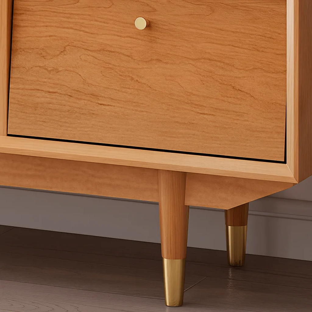 Scandinavian Wooden Sideboard With Arched Glass Doors