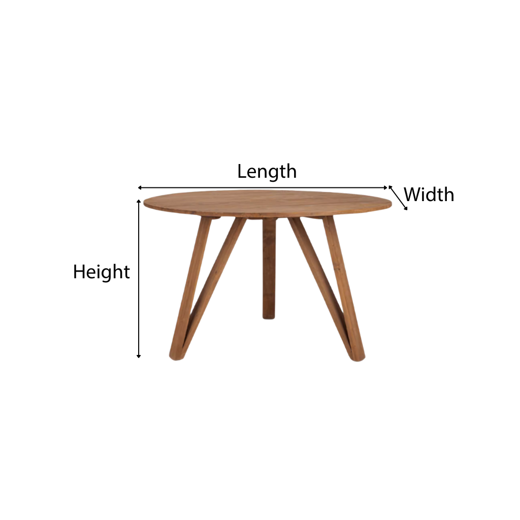 Farmhouse Wooden Round Dining Table With Angled Legs For Dining Room