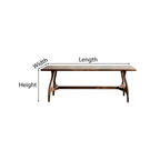 Mid-Century Wooden Rectangular Dining Table With Curved Legs For Dining Room