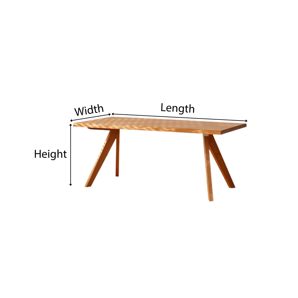 Scandinavian Wooden Rectangular Dining Table With Angled Legs For Dining Room
