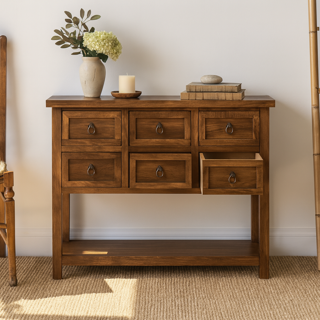 Vintage Wooden Console Table With Drawers