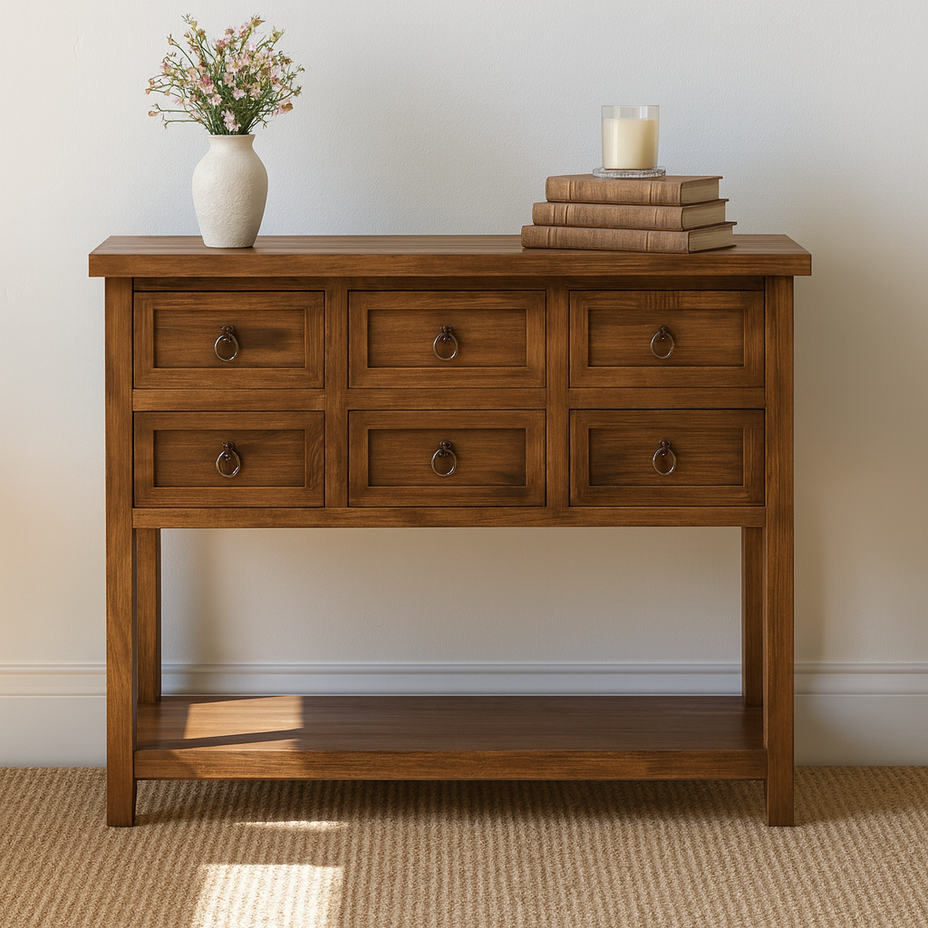 Vintage Wooden Console Table With Drawers