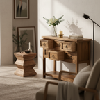 Vintage Wooden Console Table With Drawers